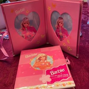 Barbie double heart frames with ribbon tie. Set of two.